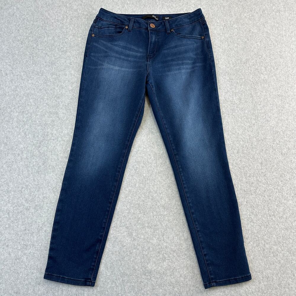 1822 Denim Jeans WMNS 12 Blue Dark Wash Mid Rise Slim Straight Modern Minimalist